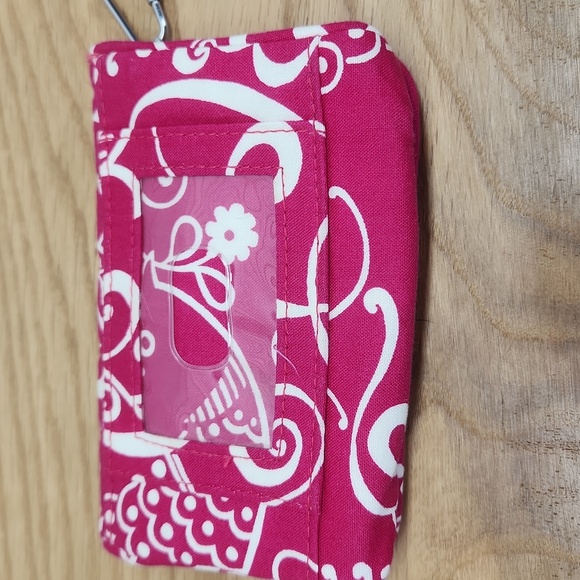 Vera Bradley Twirly Bird Pink Wallet With Keychain, ID Display - Picture 2 of 6